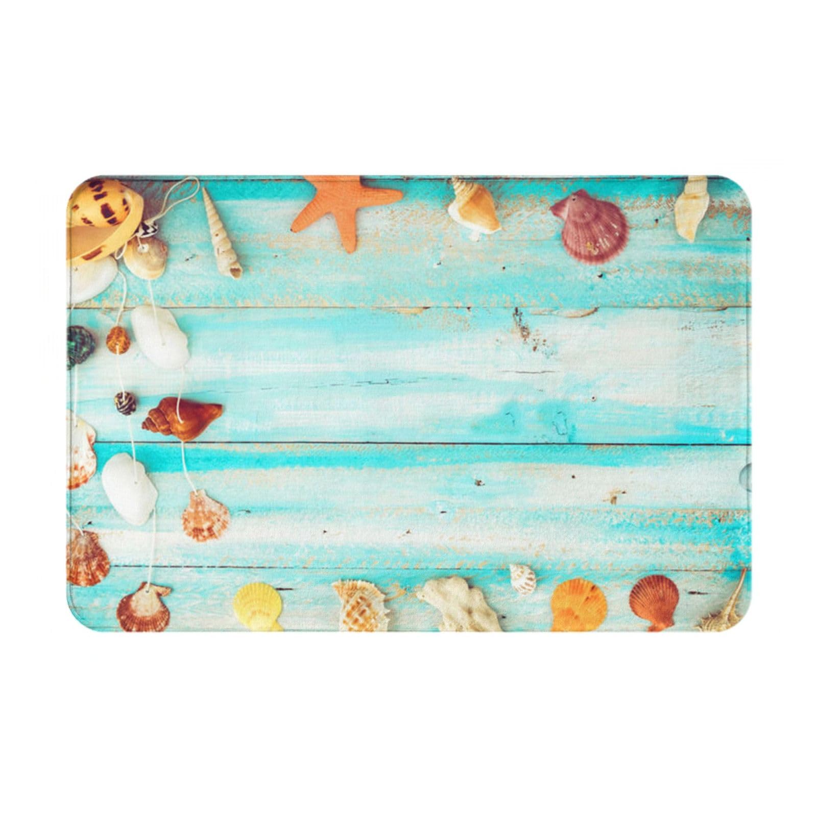 Door Mat Indoor Entrance 16 X 24 Inches Tropical Beach Seaside Print Front Door Mat Flannel Doormat for Front Door Outdoor Entryway Porch