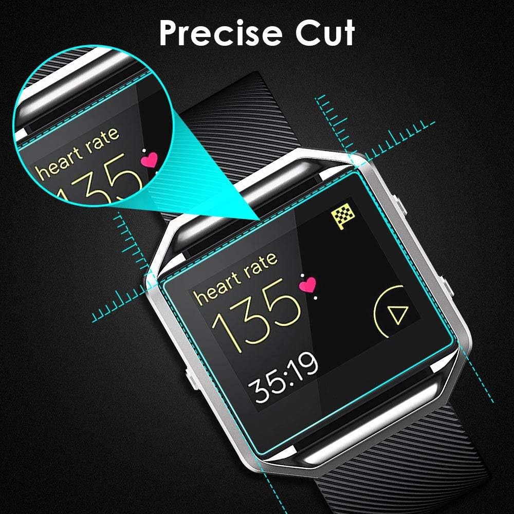 CAVN 3 Pack Screen Protector Compatible with Fitbit Blaze, Tempered Glass Waterproof Screen Cover Saver [Crystal Clear] [Anti-Scratch] [No-Bubble]