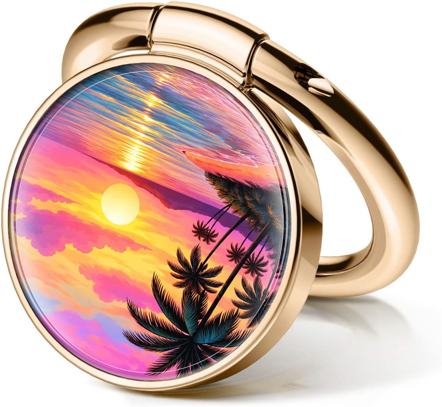 Cell Phone Ring Holder, Cute Metal Phone Grip Stand Finger Ring Kickstand, Flexible 360°Rotation Phone Tablet Case Accessories Compatible with Most Phones Coconut Sunset Beach
