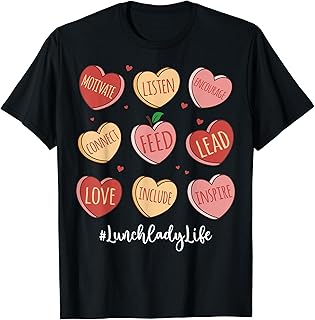 Retro Hearts Lunch Lady Life Funny Valentines Day T-Shirt