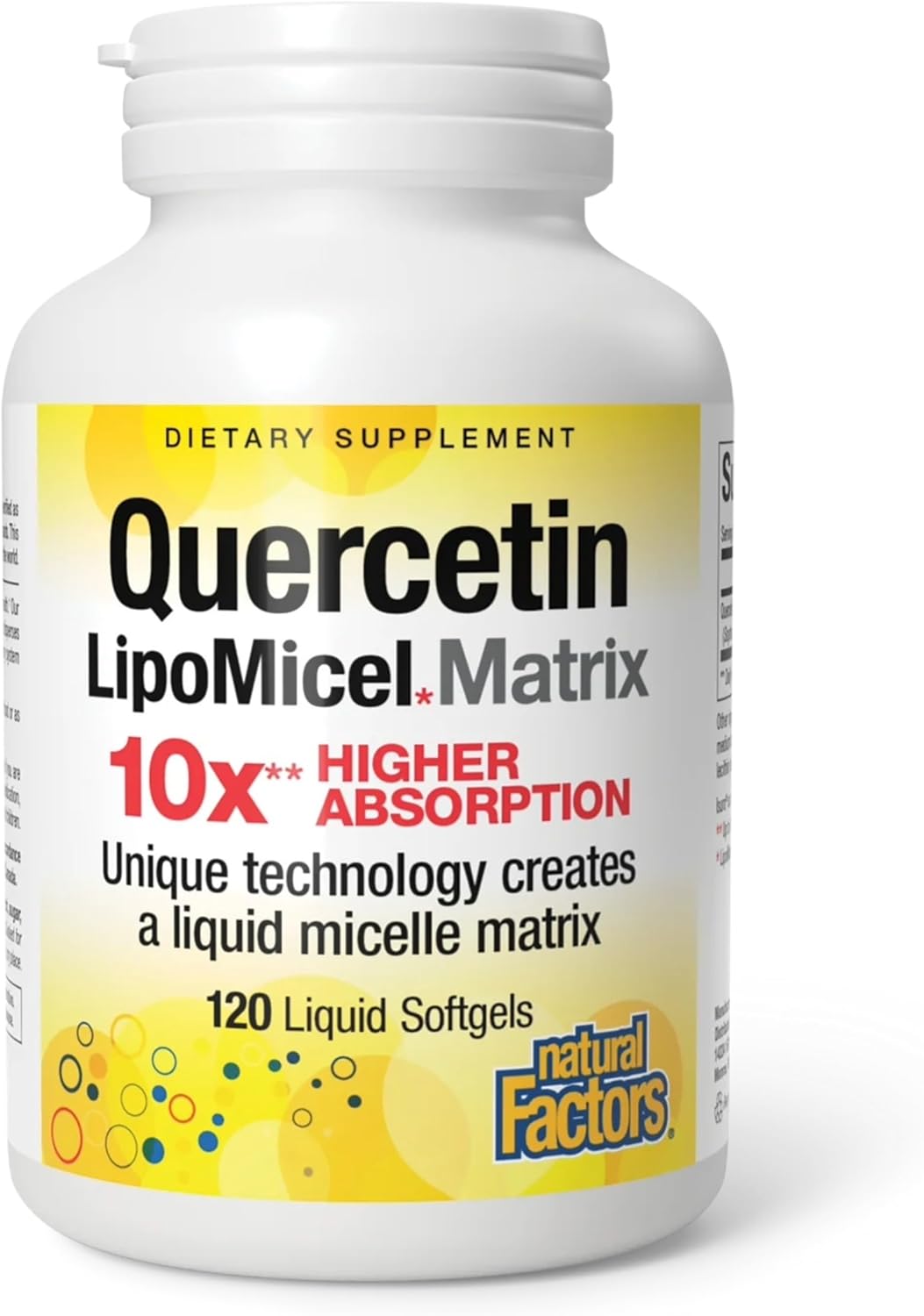 Natural Factors Quercetin LipoMicel Matrix - Supports Immune Health & Capillary Health - Antioxidant Support Supplement with Highly Absorbable Quercetin - 120 Softgels (120 Servings)