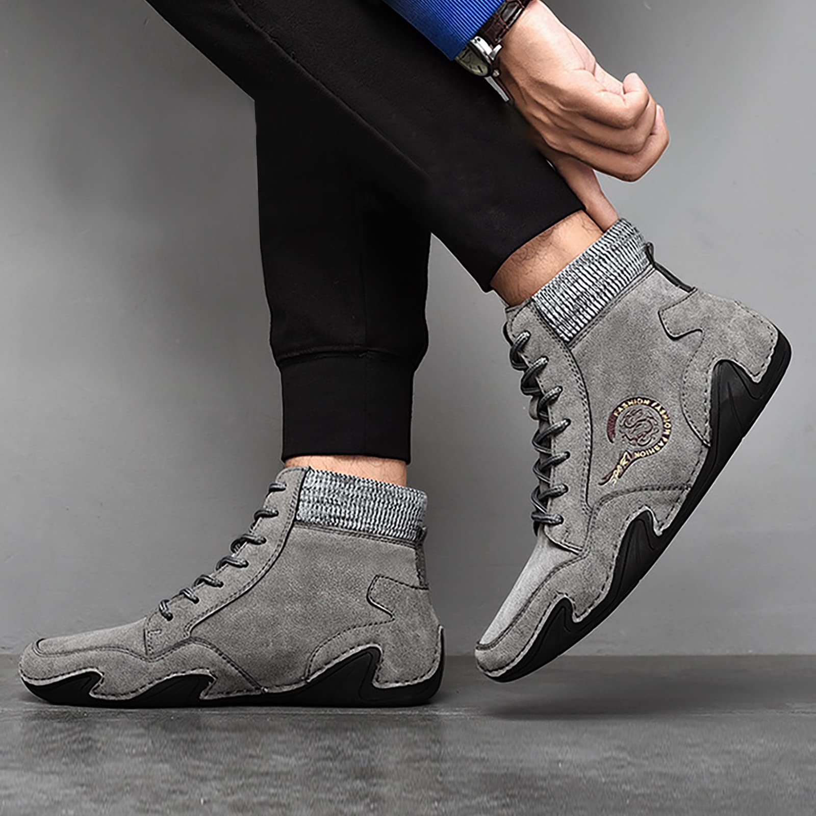Wanderschuhe Herren Sommer Hoch - Outdoorschuhe Orthopädische | Trekkingschuhe Retro Fußballschuhe Leichtgewichts Rutschfest Freizeitschuhe Outdoor Casual Walkingschuhe