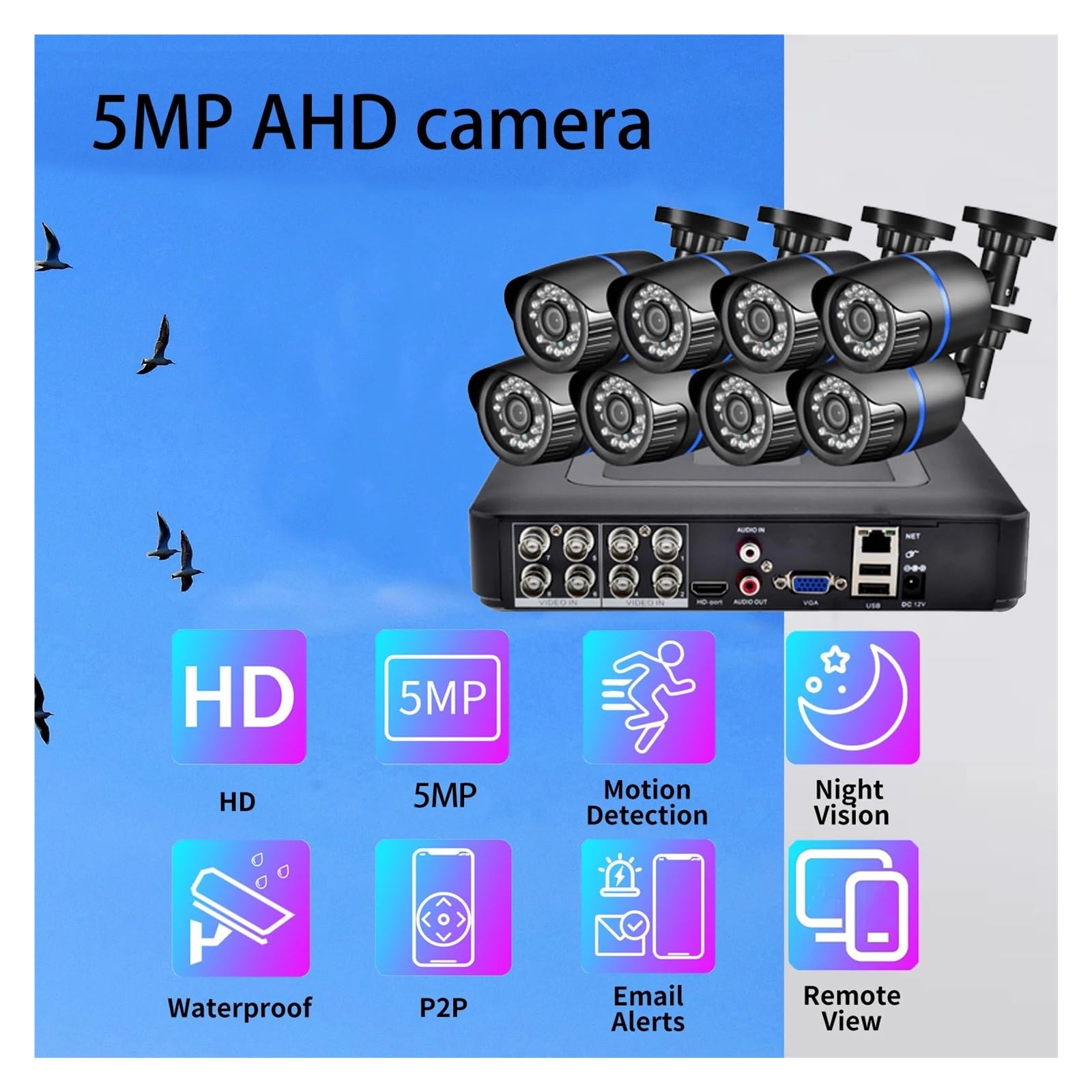 Kit de caméra AHD 8CH/4CH 5MP HD 1080P