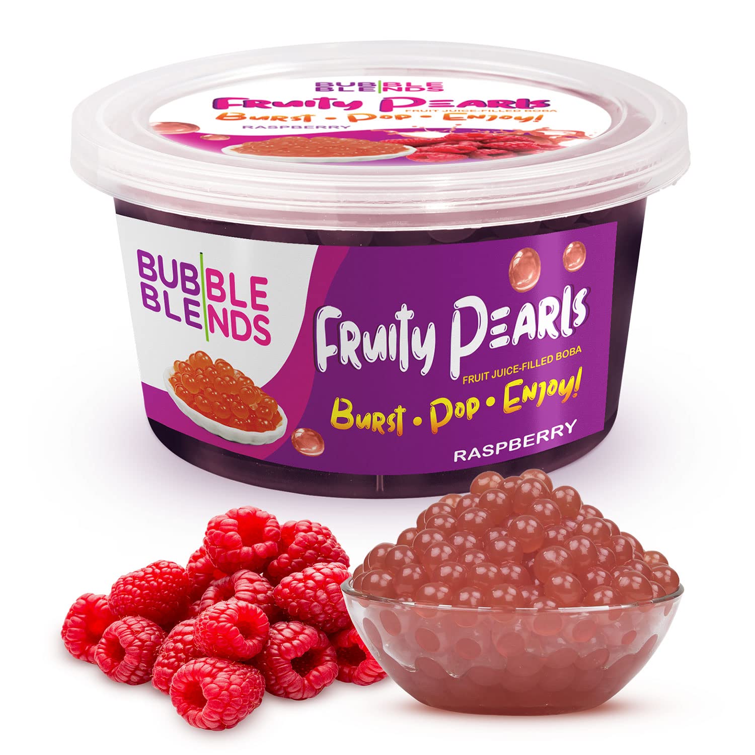 Buy Bubble Blends Raspberry Popping Boba (1lb / 16oz) Popping Pearls