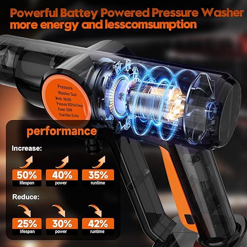 Miniatura 4 de Lavadora a presión inalámbrica portátil de 6000 mAh, lavadora a presión eléctrica alimentada por batería, lavadora de mano para automóvil con