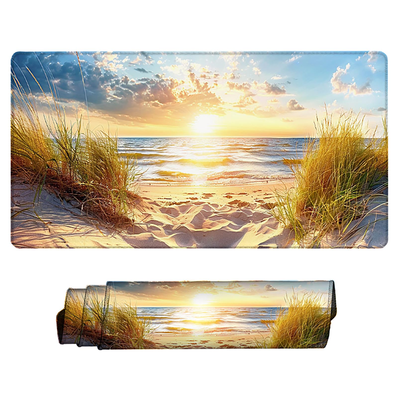 Żółta podkładka pod mysz XXL, podkładka na biurko, 1200 x 600 cm, szyte krawędzie, podkładka pod mysz, gumowa podstawa, podkładka pod mysz dla graczy, stabilna przyczepność na gładkich