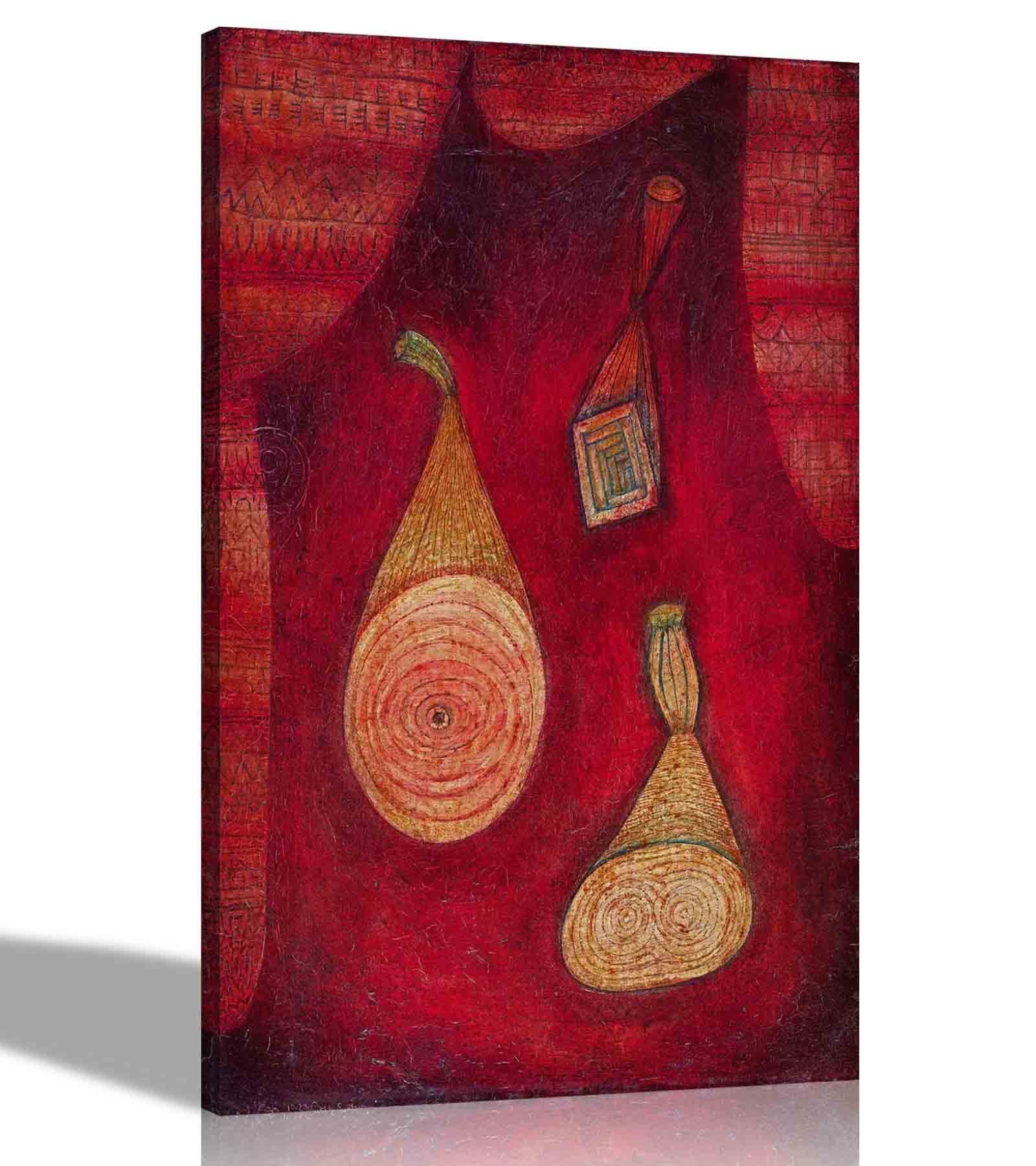 Artley Prints Burgundy - Omega 5 (Traps) By Paul Klee Canvas Wall Art Prints | Home Decor Contemporary Moden Pictures Expressionism 30 X 20Cm (12 X 8 Inches) A4