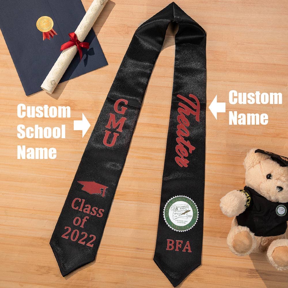 BYFDIY Customize Graduation Stole Personalized Text Name Year Photo Class of 2025 Graduation Sash Congratulations Gifts 5 Styles 5 Colors 72×4.5INCH