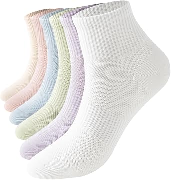 Womens Cotton Crew Socks-Breathable, Moisture-Wicking,Casual&Athletic Wear|Soft Calf Socks with Arch Support