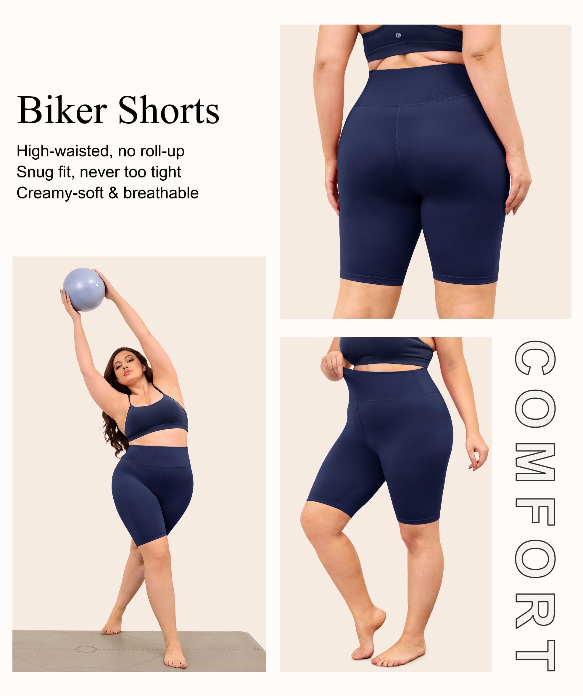 VALANDY Short de sport pour femme taille haute - Short de yoga pour motard, entraînement, course à pied, cyclisme, athlétisme, doux et extensible