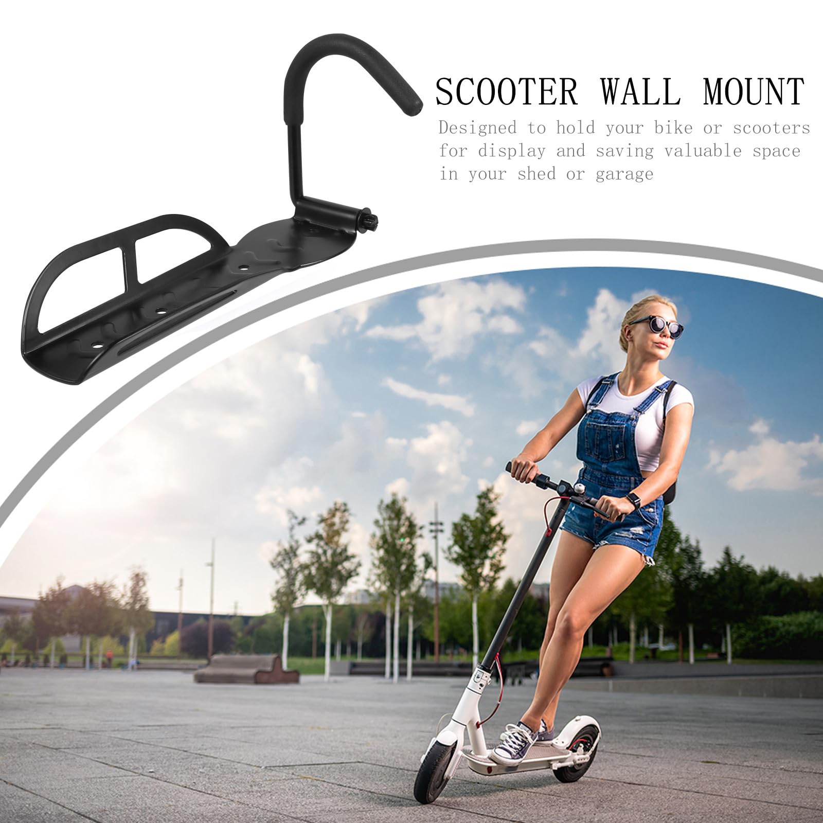 Cabilock Soporte de Pared para Scooter Capacidad de Carga 50kg Colgador Vertical Resistente para Monopatín Material Ecológico Negro Adecuado para Almacenamiento y Organización en Garaje