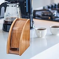 Vista 5 de Soporte de papel de filtro de café a prueba de polvo, contenedor de almacenamiento, accesorios de bastidor, contenedor de filtro de café de bambú