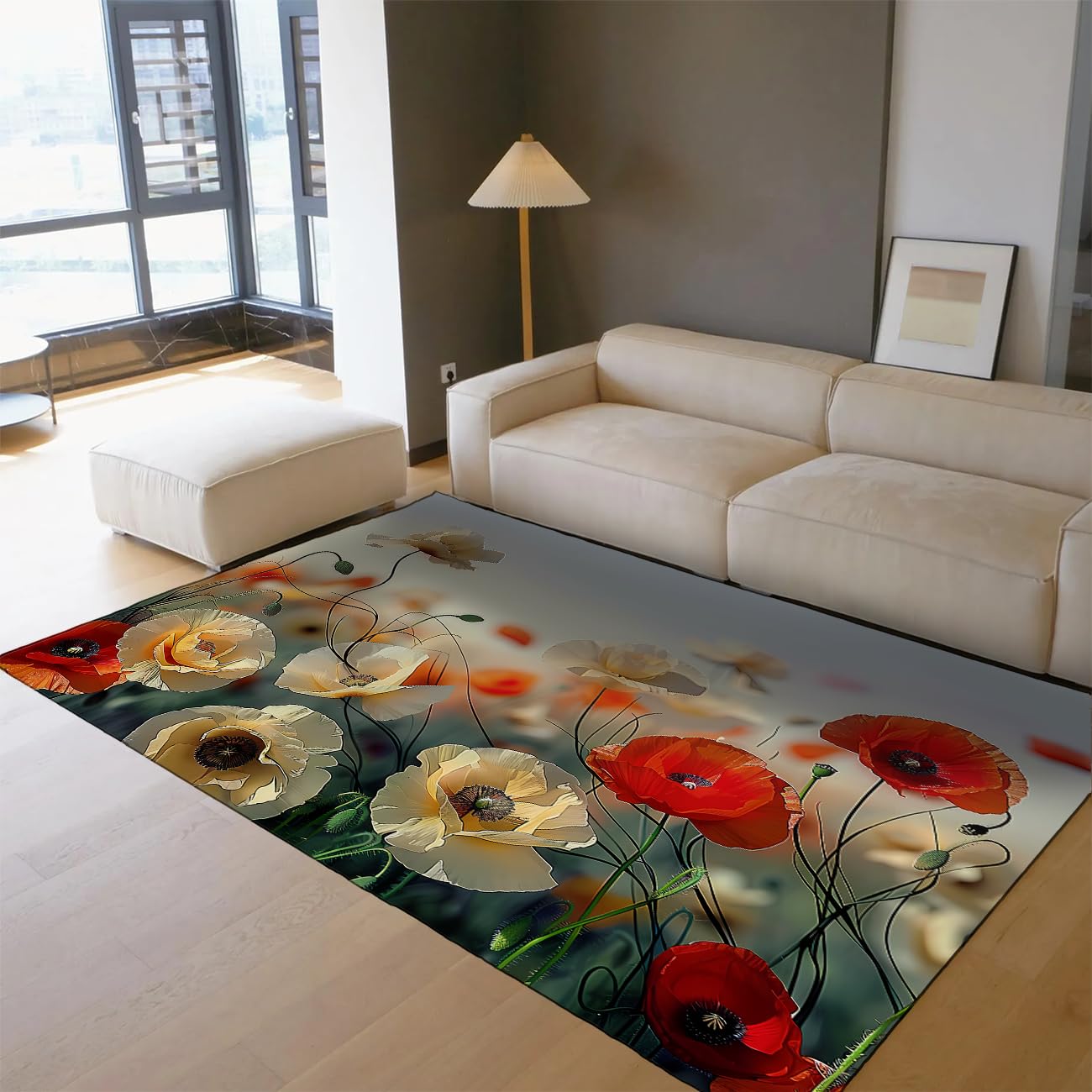 Tapis de salle à manger lavable antidérapant motif floral vintage 60x120cm