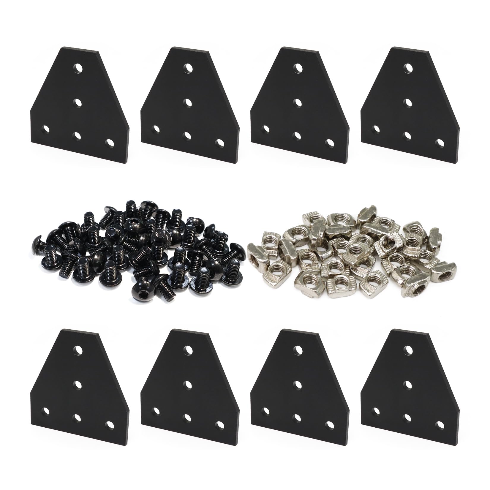 Blccloy Black 8Sets 2020 Aluminum Extrusion External Joining Plate Connector T Shape Anodic Oxidation Corner Bracket Plate With Screws And Nuts For 2020 Series Aluminum Profile