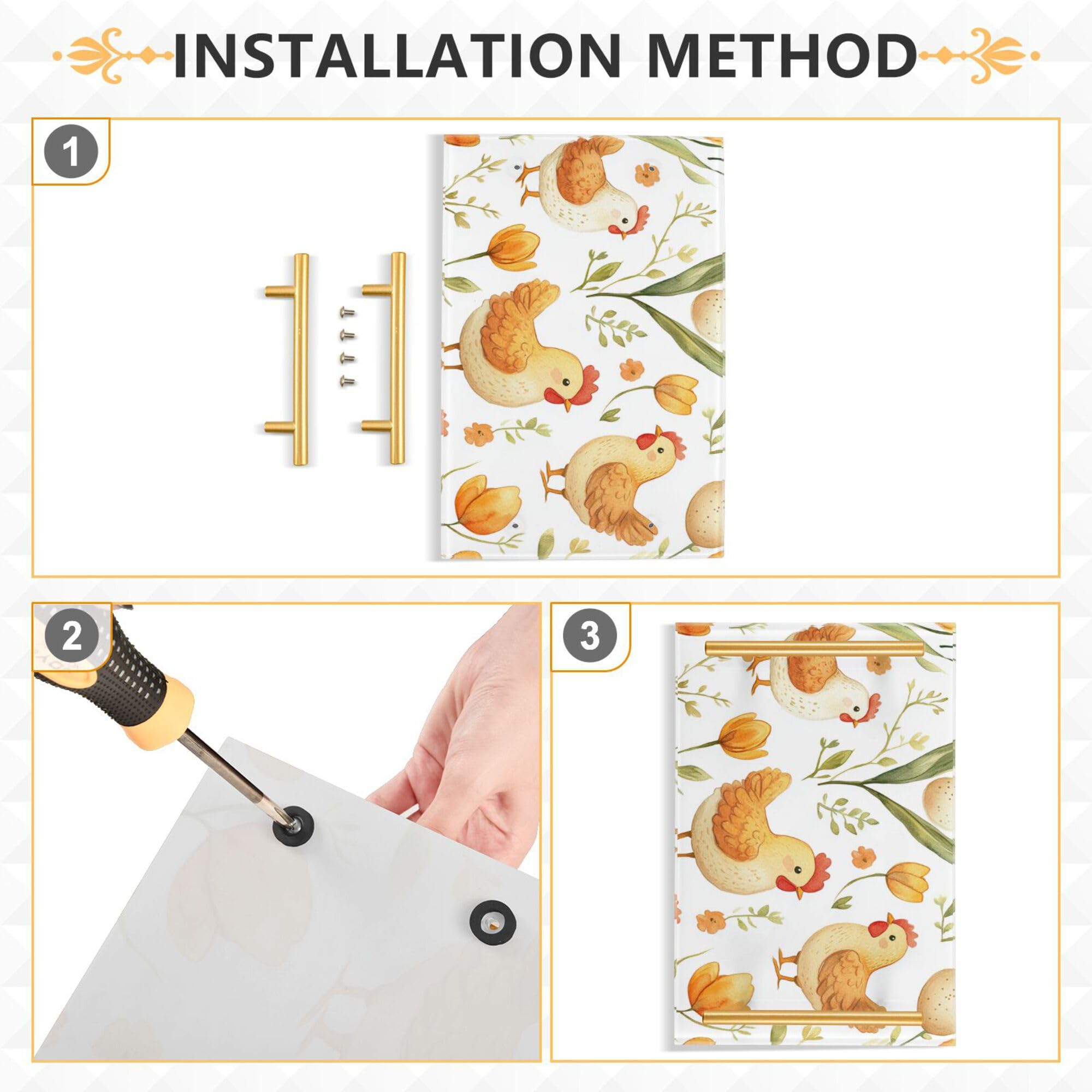 Bathroom Vanity Tray Counter Organizer, Flower Chicken Egg Cartoon Decorative Tray with Handles Countertop Storage for Bathroom Bedroom Kitchen Home Farmhouse