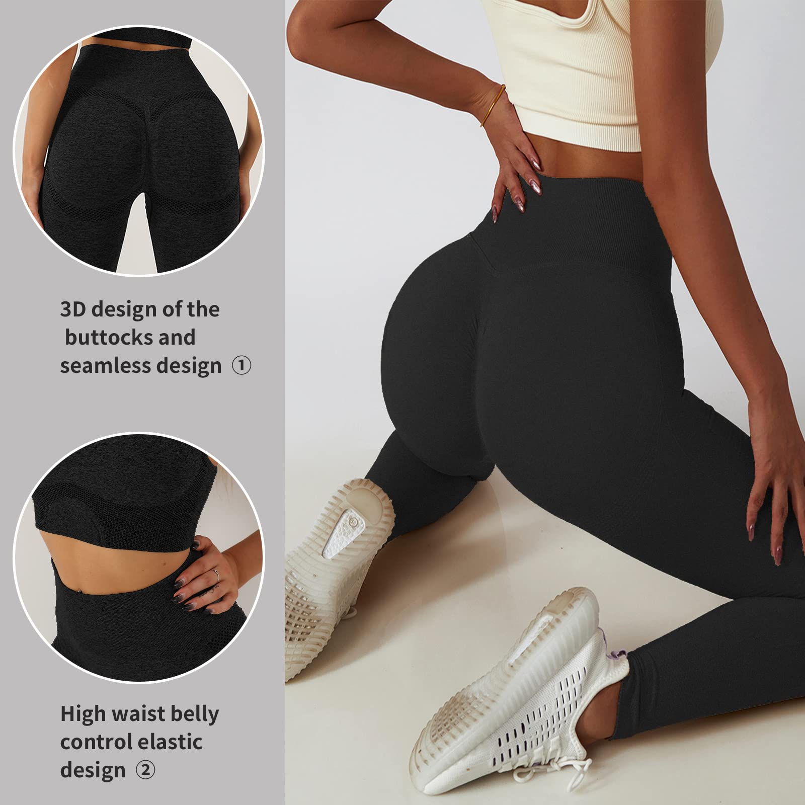 Merlvida Leggins Sportivi Donna Vita Alta Leggings Push Up Pantaloni Palestra Controllo della Pancia Anticellulite Pantacollant Opaco Elastici Tuta Collant Abbigliamento Sportivo Donna Yoga Fitness