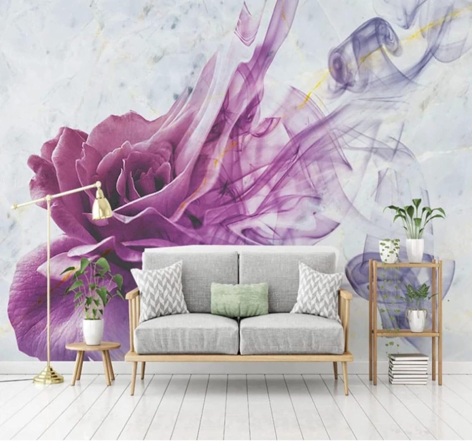 XLMING Minimalist Watercolour Mist Lines Roses 3D Wallpaper Luxury Silk Study Dining Feature Sofa Grey Bedroom Living Room Tv Decorative Wall-400cm×280cm
