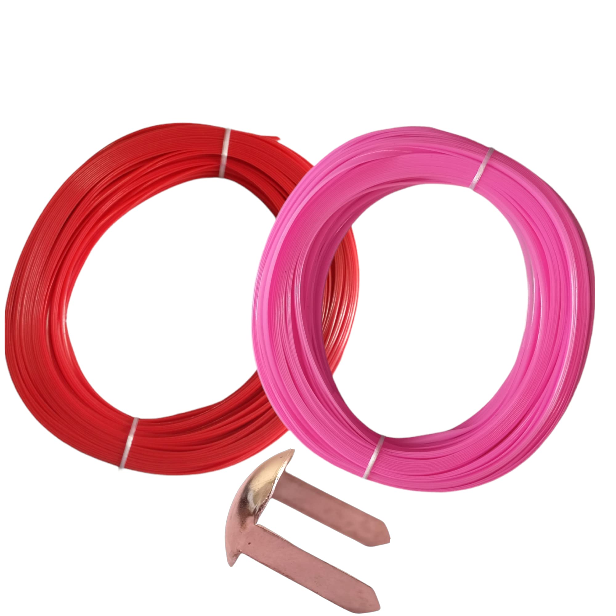 ADW CRAFT'S® Plastic Wire for Basket Making - RED+BABY PINK (2 Colour+12 BUTTONS) Plastic Wire|Plastic Koodai wire|Glass Wire For Basket Making|Koodai Wire Roll|Plastic Wire For Koodai