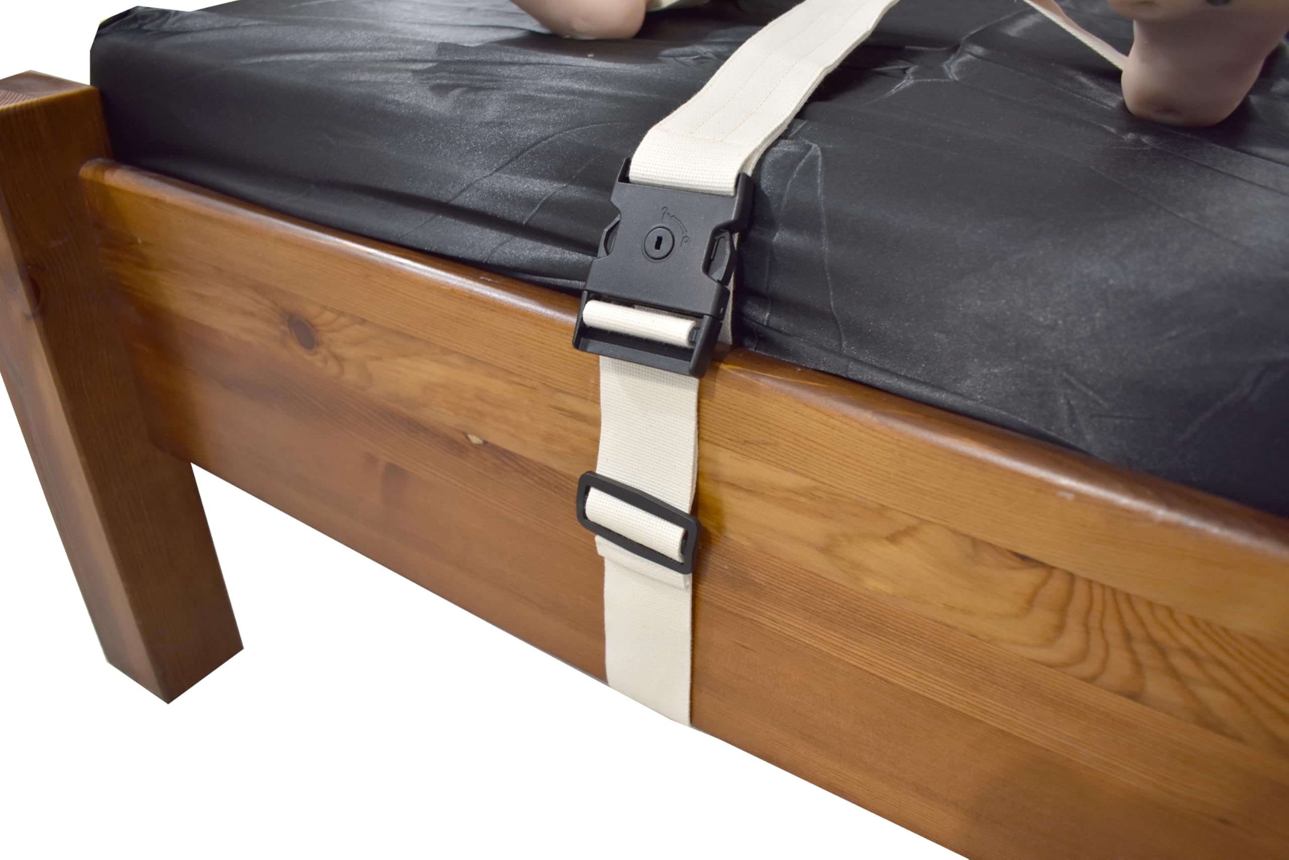Menottes de lit cliniques verrouillables avec fermeture à clic, coton doux, menottes de pied ou de main BDSM Bondage, réglables et verrouillables avec clé
