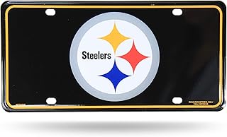 NFL Rico Industries Metal License Plate Tag, Pittsburgh Steelers - Black