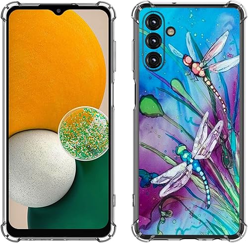 Miniatura 1 de Beaucov Funda para Galaxy A14 5G, bonita protección contra caídas de libélula a prueba de golpes, carcasa protectora de cuerpo completo resistente a