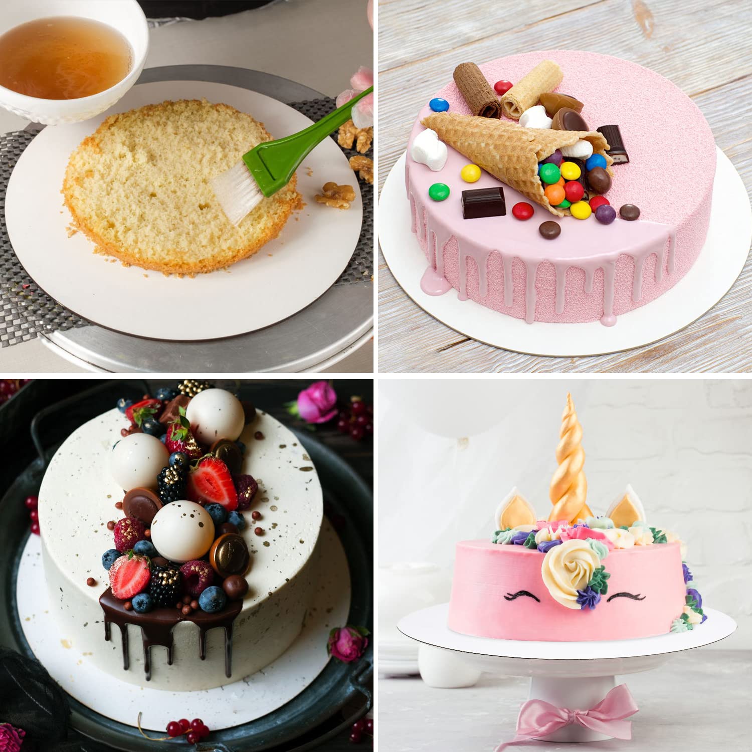 25-Packs Cake Boards 10 inch Round, White Cake Board Rounds, White Cake Circles Rounds Base Food-Grade Cardboard Cake Plate for displaying Cakes, Bread, Desserts（Thin and Sturdy）