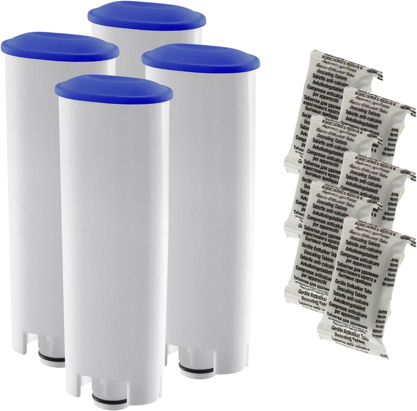 Scanpart Cleaning and Care Set, Water Filter Pack for Delonghi Coffee Machine with descaling Tablets 4X Wasserfilter und Entkalkungstabletten