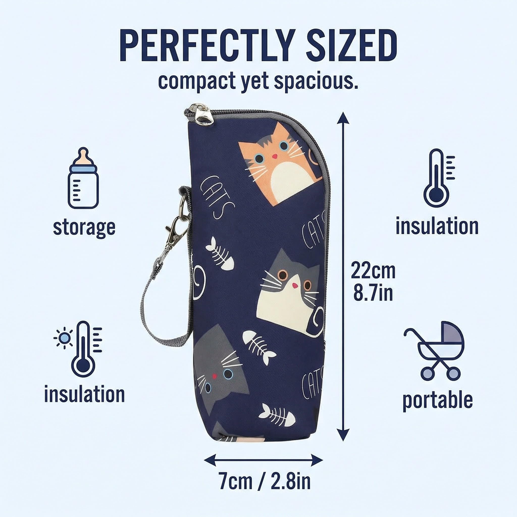 1 Pezzo Porta Biberon Termico Borsa Termica Con Strato Isolante, Borsa Da Viaggio Portatile Per Biberon Appeso Latte Materno Acqua Stoccaggio Sacchetto Di Isolamento, Modello di Gattino