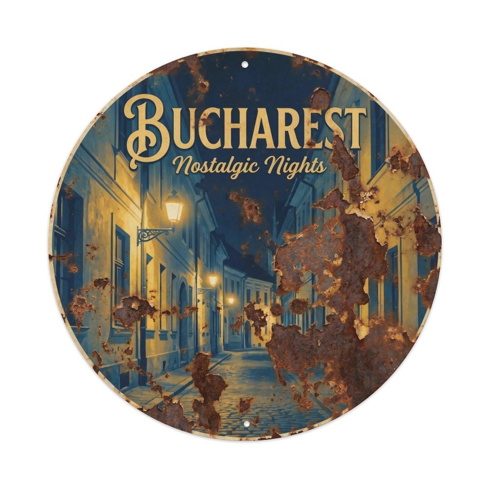 Vintage Travel Bucharest Oldtown Nostalgic Metal Tin Sign