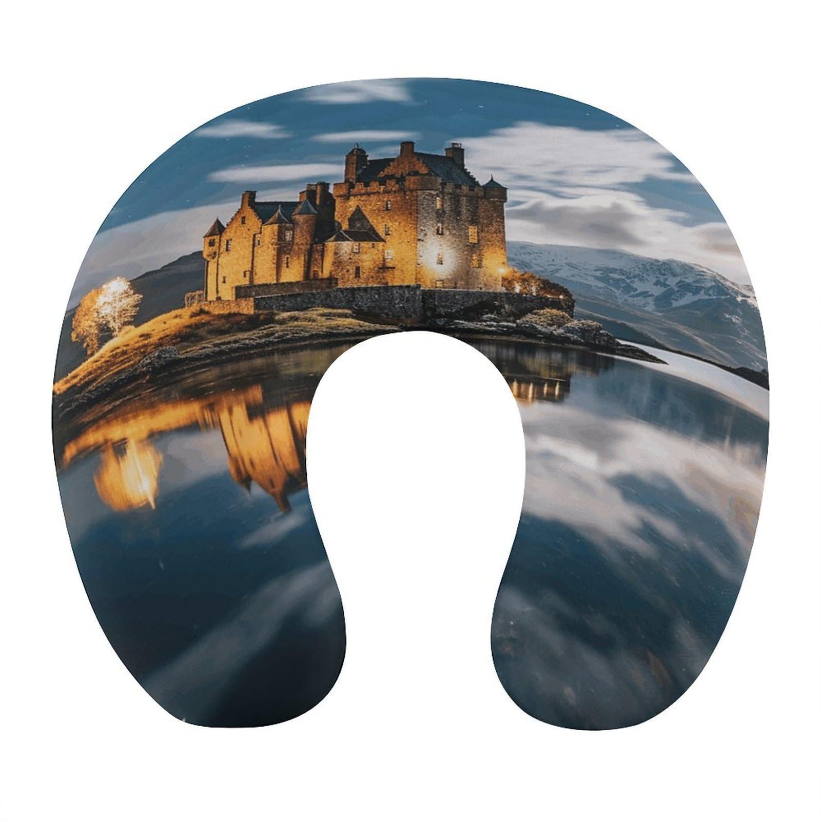 Btcowzrv Style A Castle By The Lake U Shaped Neck Pillow Travel Pillows