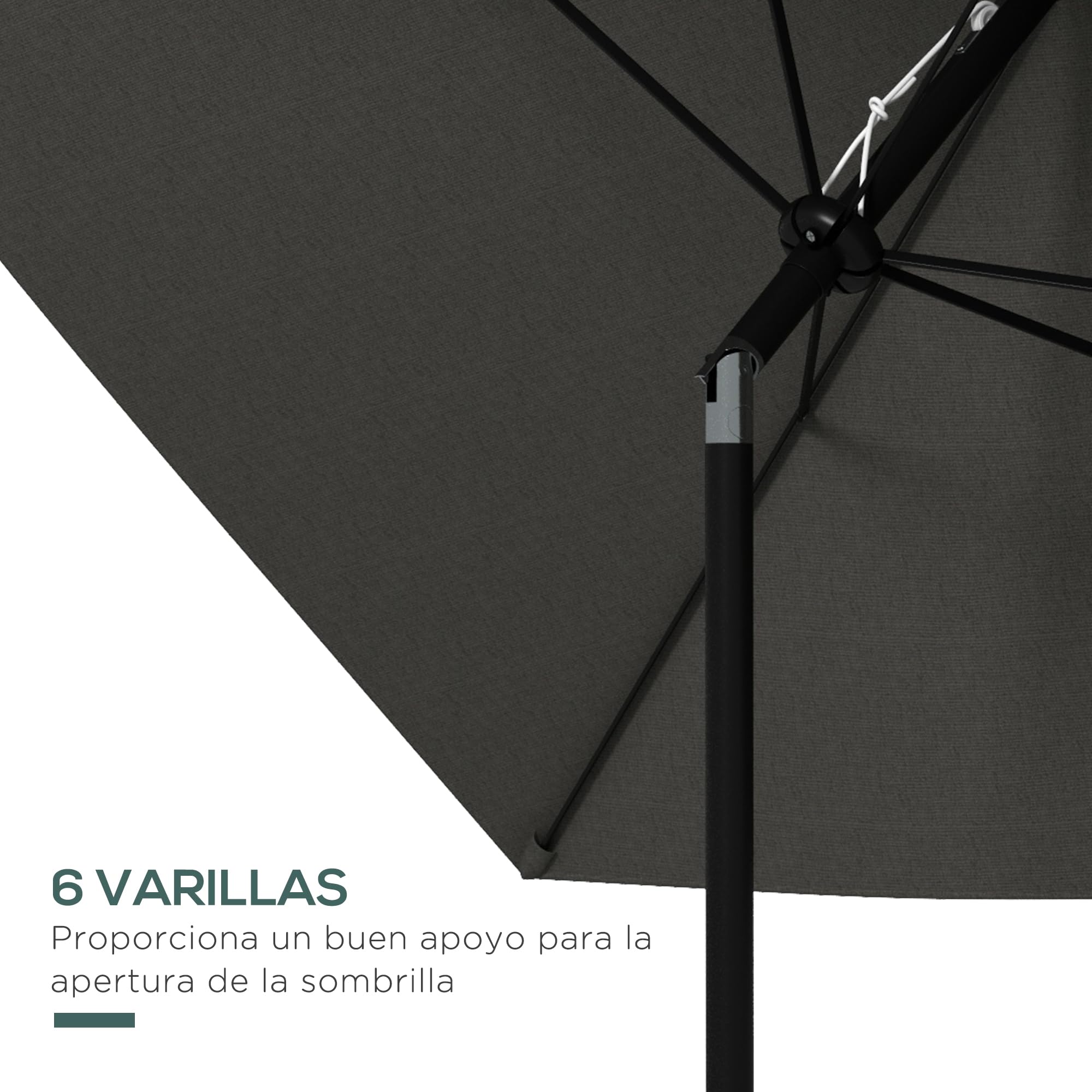 Outsunny Sombrilla Terraza Exterior 3x2 m M ástil Aluminio | Parasol de Terraza Exterior, Ángulo Ajustable, Protección UV 50+, Sombrilla para Jardín Patio