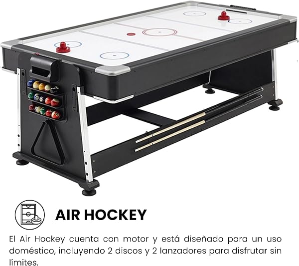 DEVESSPORT Multijuego Giratorio 4 en 1 Olimpus | Mesa de Billar, Air Hockey, Ping-Pong y Mesa de Comedor | 203.5x112x81 cm | Incluye Todos los Accesorios para los 3 Juegos - 3