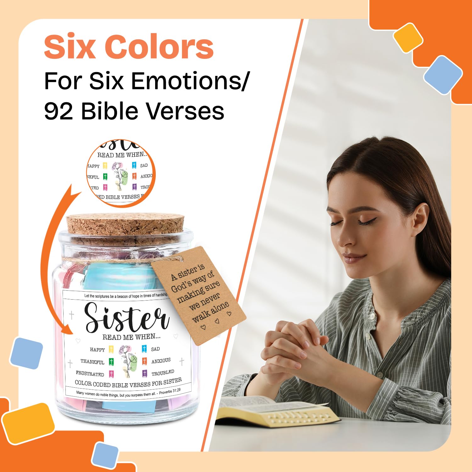 NewEleven Inspirational, Birthday Gift For Sister, Sisters In Law, Soul Sis - Sisters Gifts From Sister, Brother, Friend, Family - Bible Verse Jar