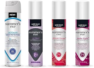 Summer's Eve Ultimate Odor Control Feminine Spray Pack of 4 - Ultra, Blissful Escape, Amber Nights | pH-Balanced Freshness
