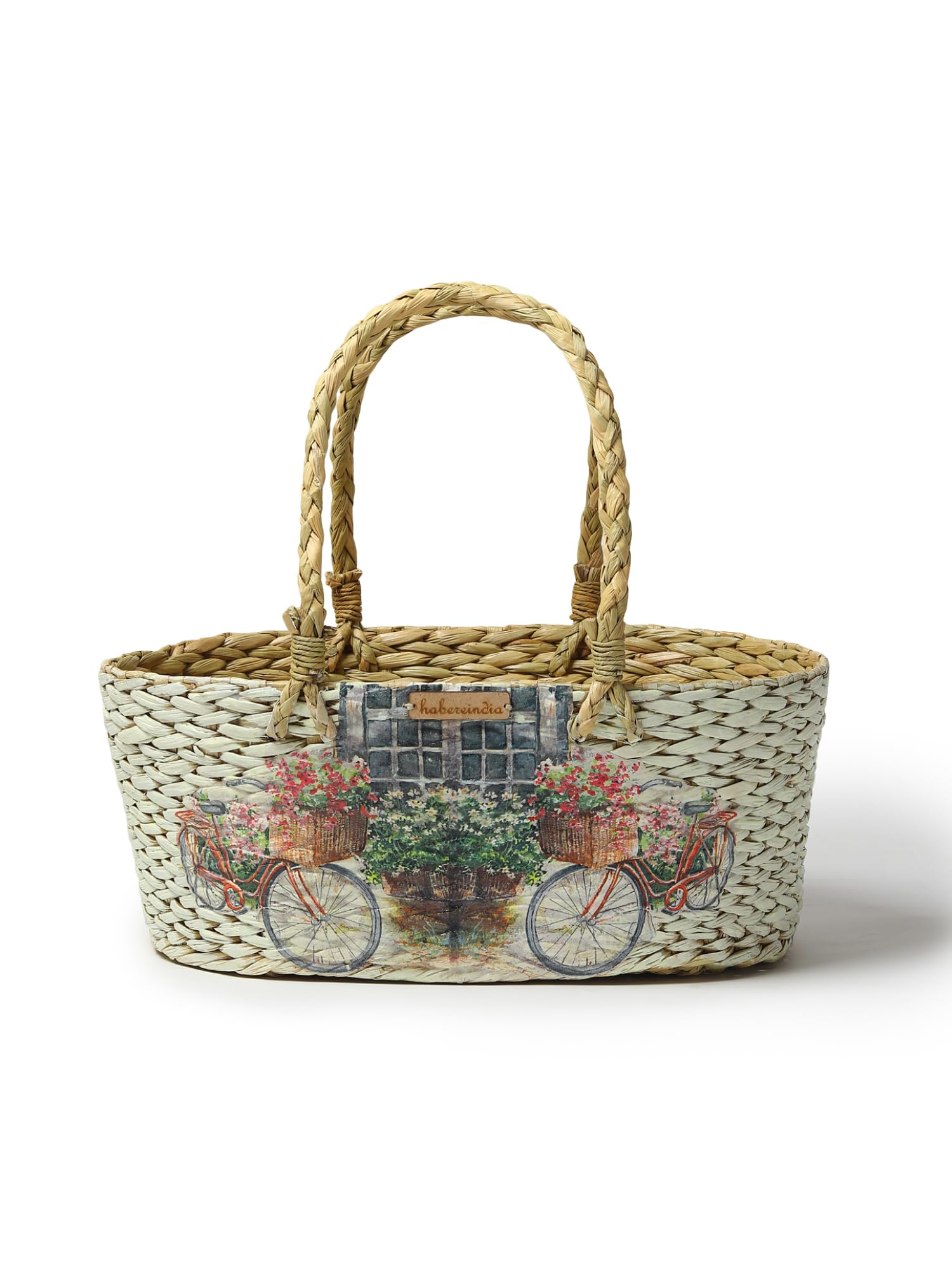 Habere India-All the Cultures Fabricating India Wicker Hamper Basket | Bamboo Basket | Cane Gift Hamper Baskets | Seagrass Shelf Organiser | Decorative Fruit Baskets (Design 05; L33 x W19 x H15 cm) — Amazon image 11