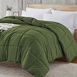 Homelike Moment Edredom King Size - Edredão de cama alternativo verde-oliva com enchimento de edredom, edredom leve acolchoado macio todas as estações verde oliva