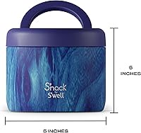 Vista 4 de S'nack by S'well - Recipiente de alimentos de acero inoxidable, 24 onzas, bosque azul, cuencos aislados de doble capa, sin BPA