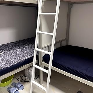 RV Bunk Ladder 59" Bunk Ladder with Anti-Slip Feet, White Twin Bunk Bed Step Ladder for School Appartments Camper, Load 440 Lbs Bunk Bed Straight Ladder