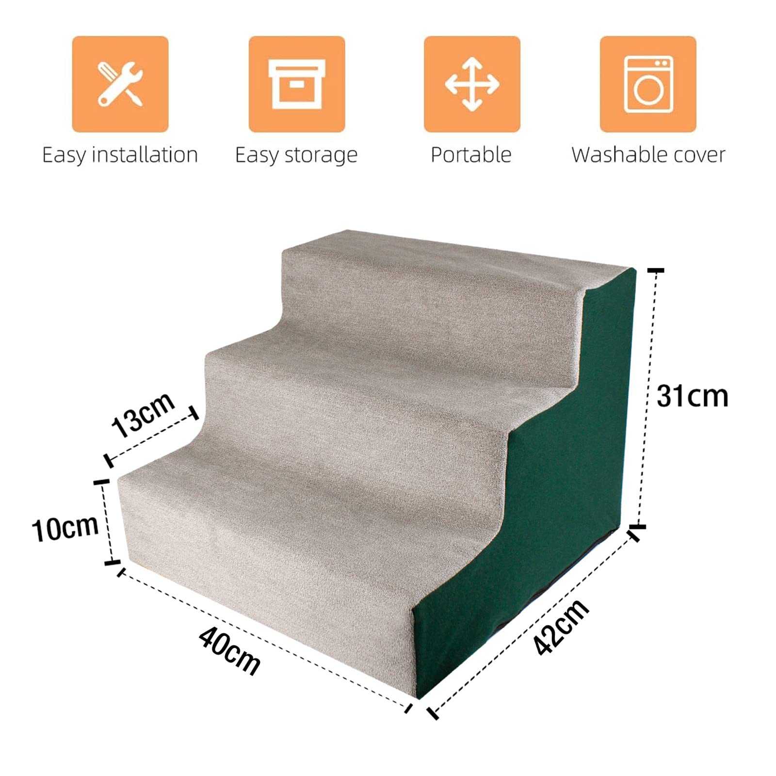 Scaletta 3 Gradini A Forma Di Fungo Per Cani E Gatti – Imbottita In Flanella E Spugna, Per Divano E Letto, Misura 40x55x35 Cm