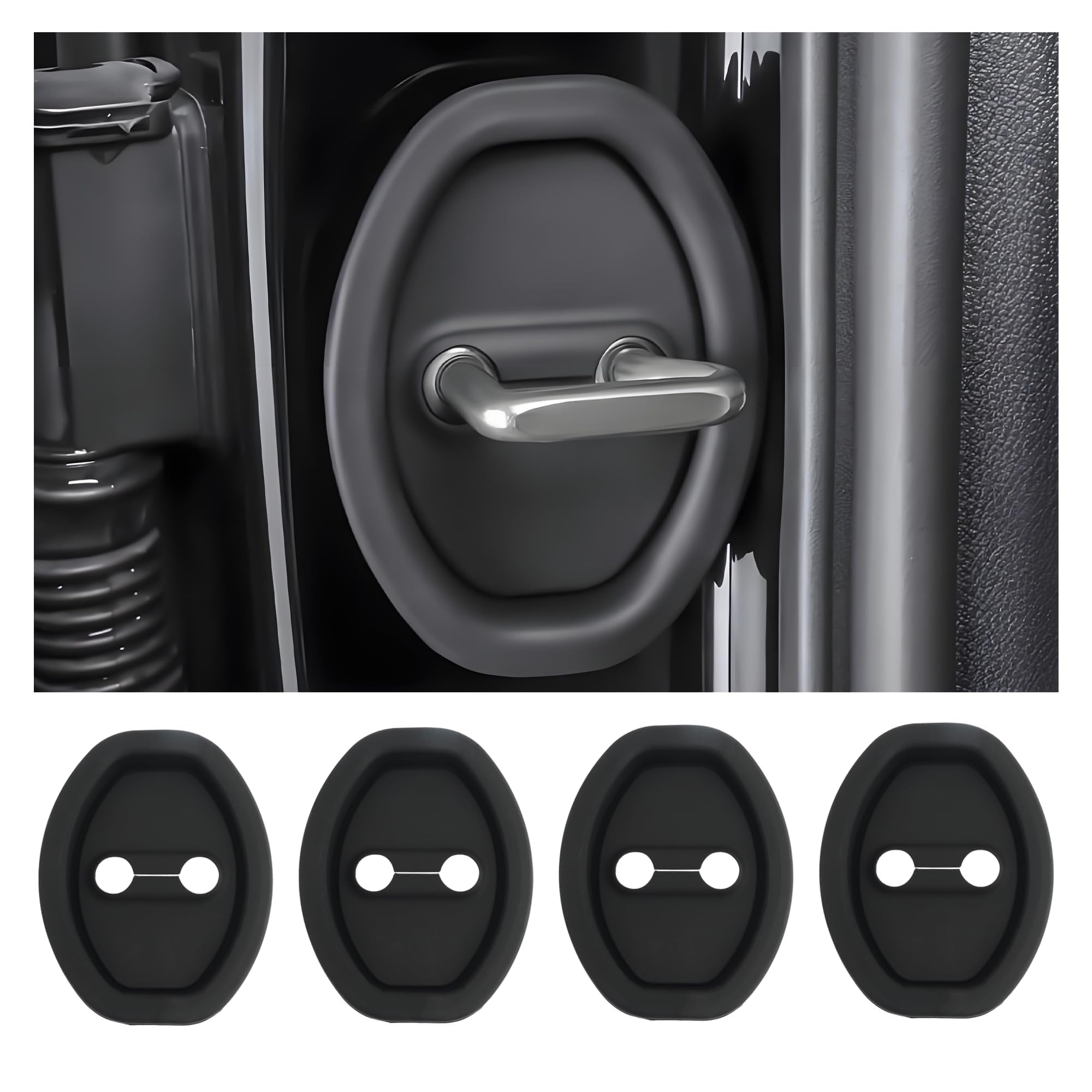R-timer 4 Pcs Auto Door Lock Covers for Audi A5 Cabriolet 8W 2016-2024, Striker Protector Waterproof Silicone Catch Latch Cap Noise Reduction Parts