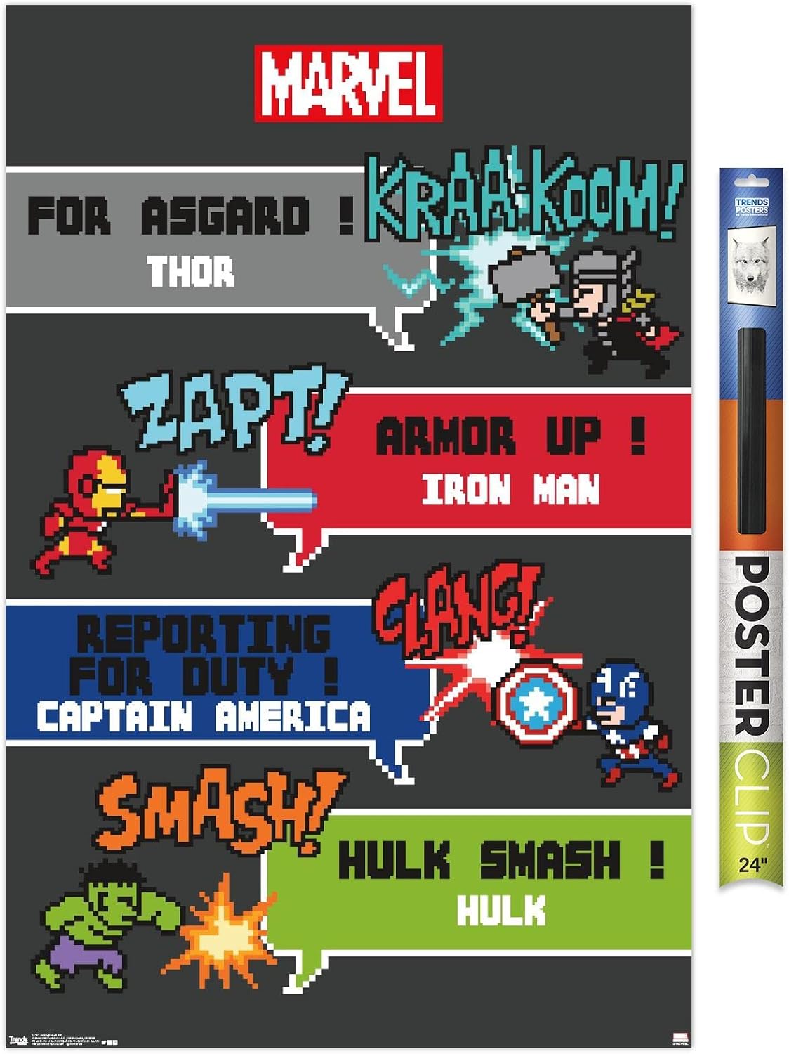 Trends International Marvel Comics - Avengers - 8 Bit Wall Poster, 22.375" x 34", Premium Unframed Version