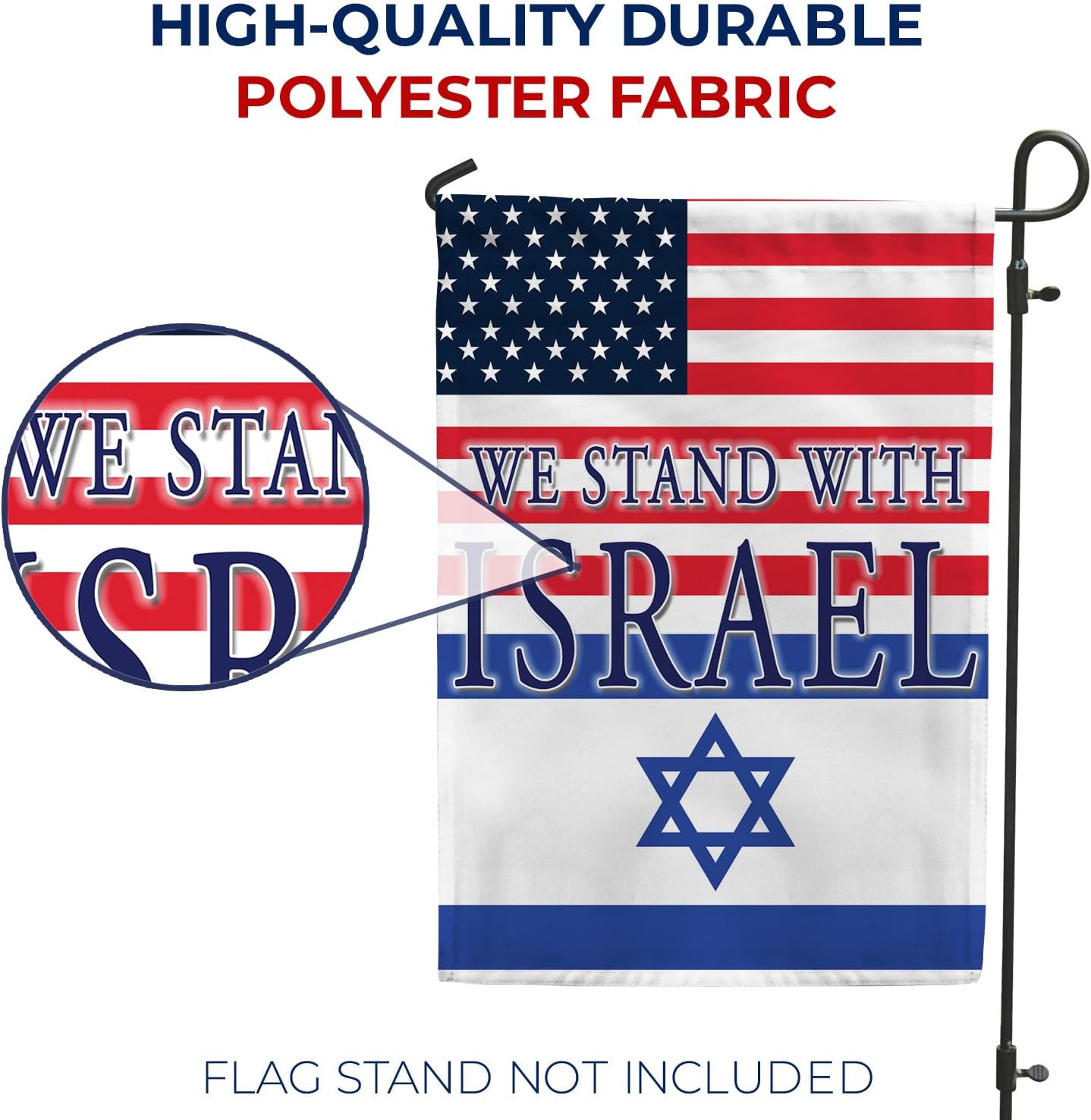 We Stand with Israel Garden American 12.5 x 18 inch Double Sided Support Pray for, Friendship, Bandera de Israeli Jewish Decorative Outdoor Small Yard - Image 4