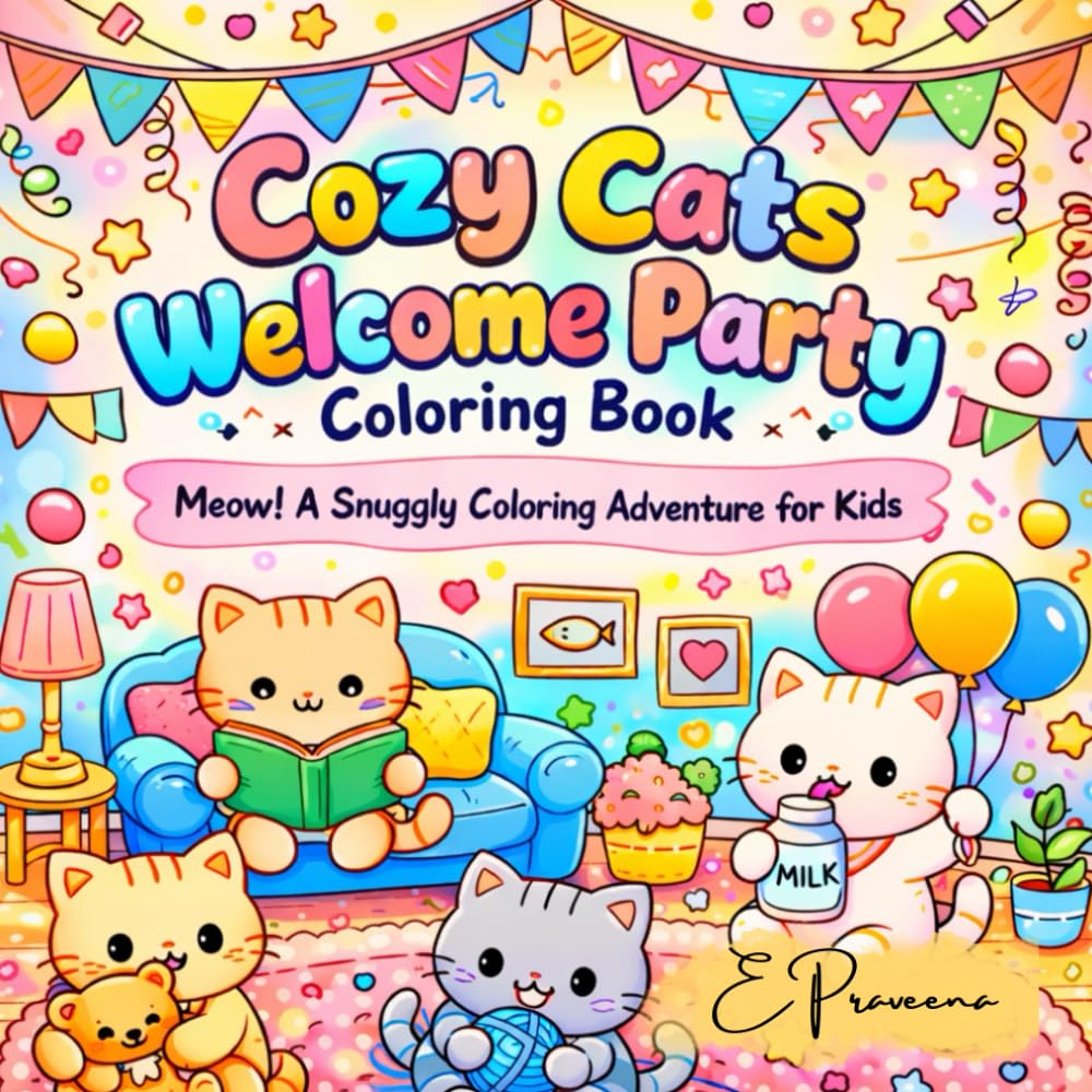 Cozy Cats Welcome Party Coloring Book | Meow! A Snuggly Coloring Adventure for kids & teens