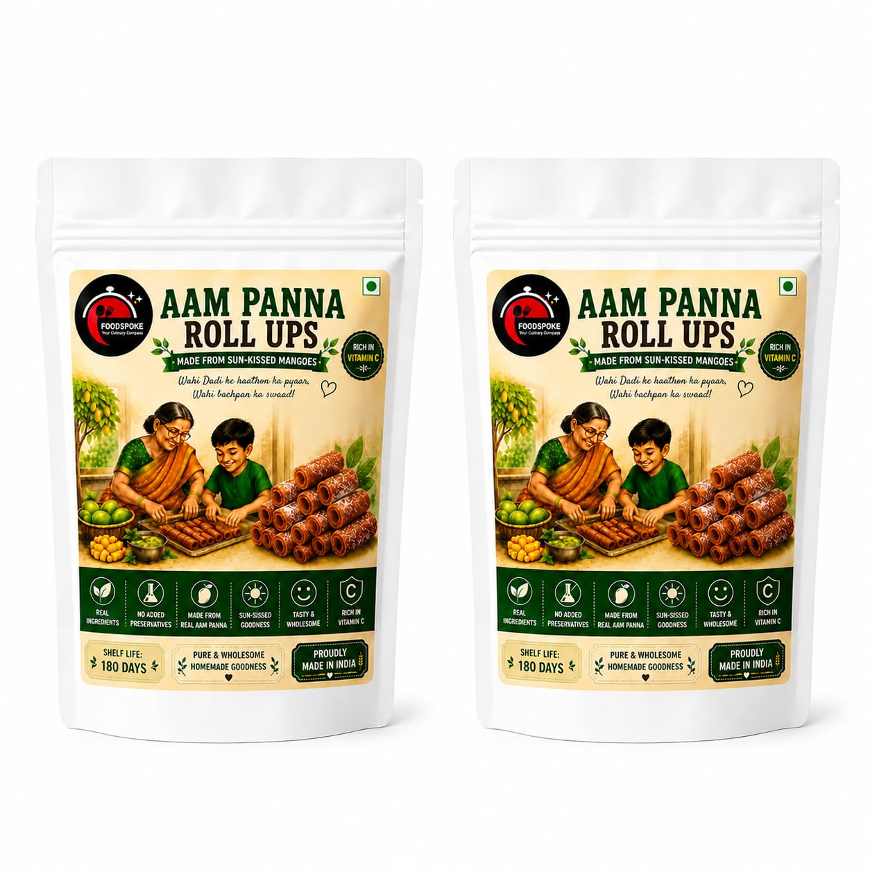 Aam Panna Roll Ups 100gm pack of 2 | Traditional Raw Mango Fruit Candy Rolls | Tangy & Sweet Mango Fruit Leather Snack | Refreshing Summer Treat for Kids & Adults | Soft & Chewy Indian Candy | Hygienically Packed Travel Friendly Snack-image-35