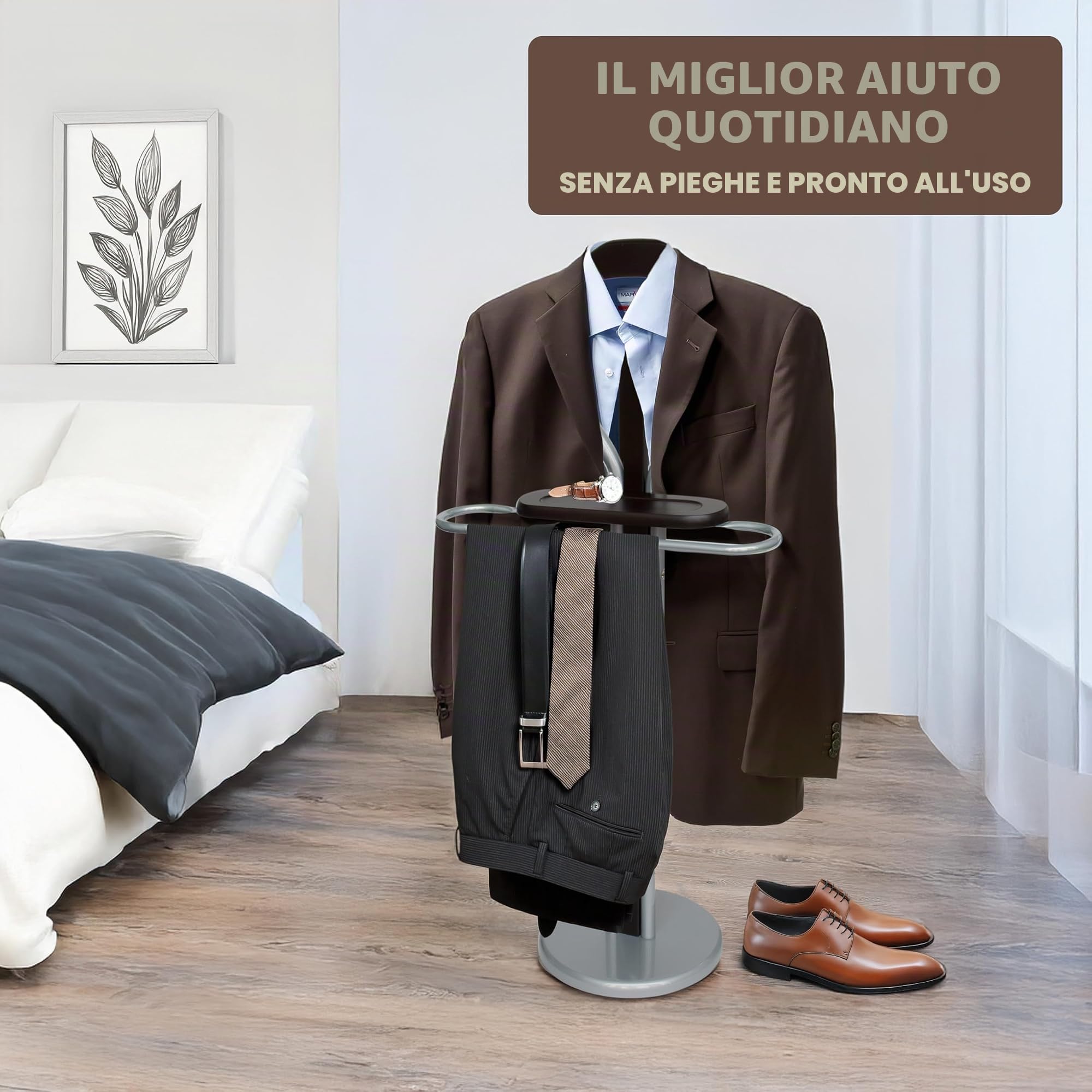 bremermann Appendiabiti, omino Appendiabiti, Porta Abiti, Guardaroba, attaccapanni, Colore Marrone (Argento-Grigio)
