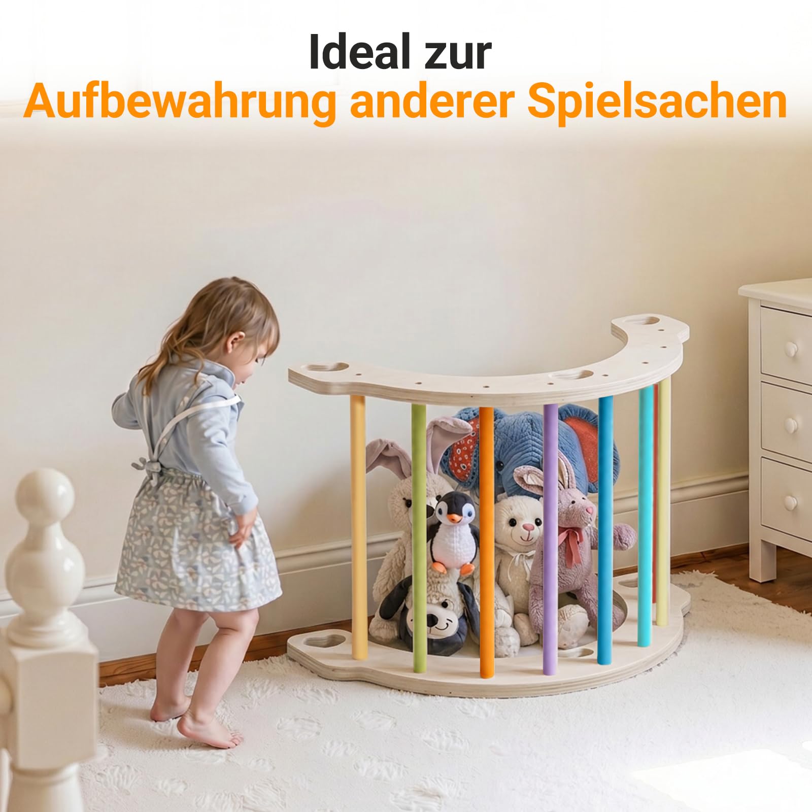 COSYLAND Montessori Kletterbogen aus Holz mit Kissen, Baby Kletterbogen ab 1 Jahr, Holzwippe Indoor zum Wippen, Klettern und Krabbeln, Bogenwippe Regenbogen