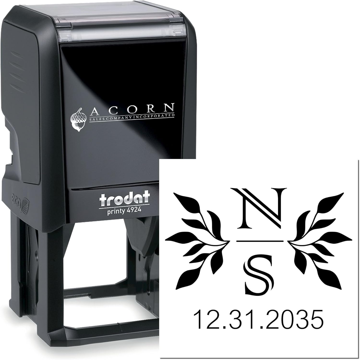 Elegant Calligraphy Initial Stamp for Wedding Invitations | Personalized Custom Couples Monogram Self-Inking Seal Stamp | 1-5/8" Square Wedding Stamp for Stationery & Thank You Cards