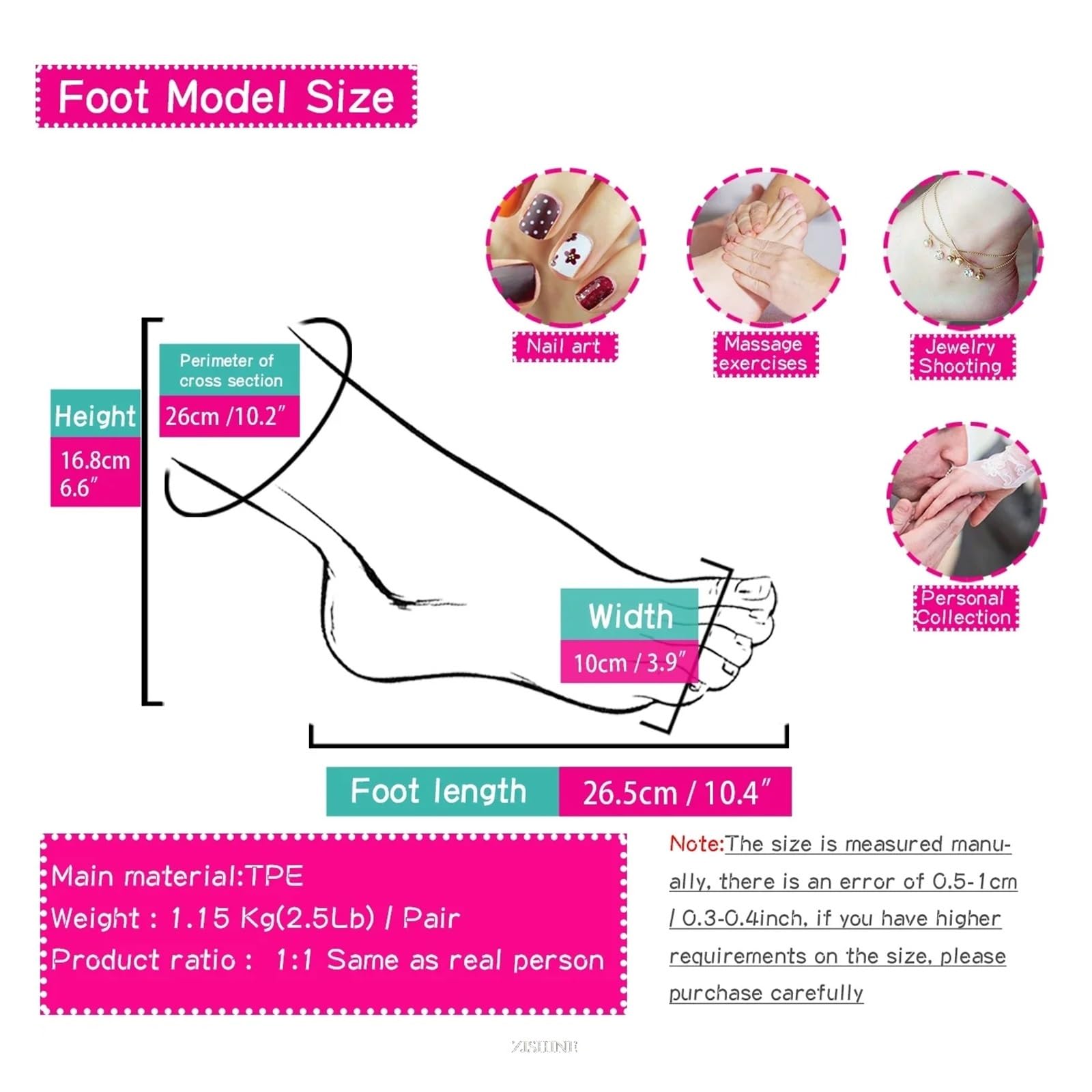 Fałszywy męski Model stopy manekin stopa do zdobienia paznokci Manicure praktyka stopy skarpety wyświetlacz palce kości guma miękka 1:1 realistyczna TPE4401(Skin Toes No Bone,Left foot)