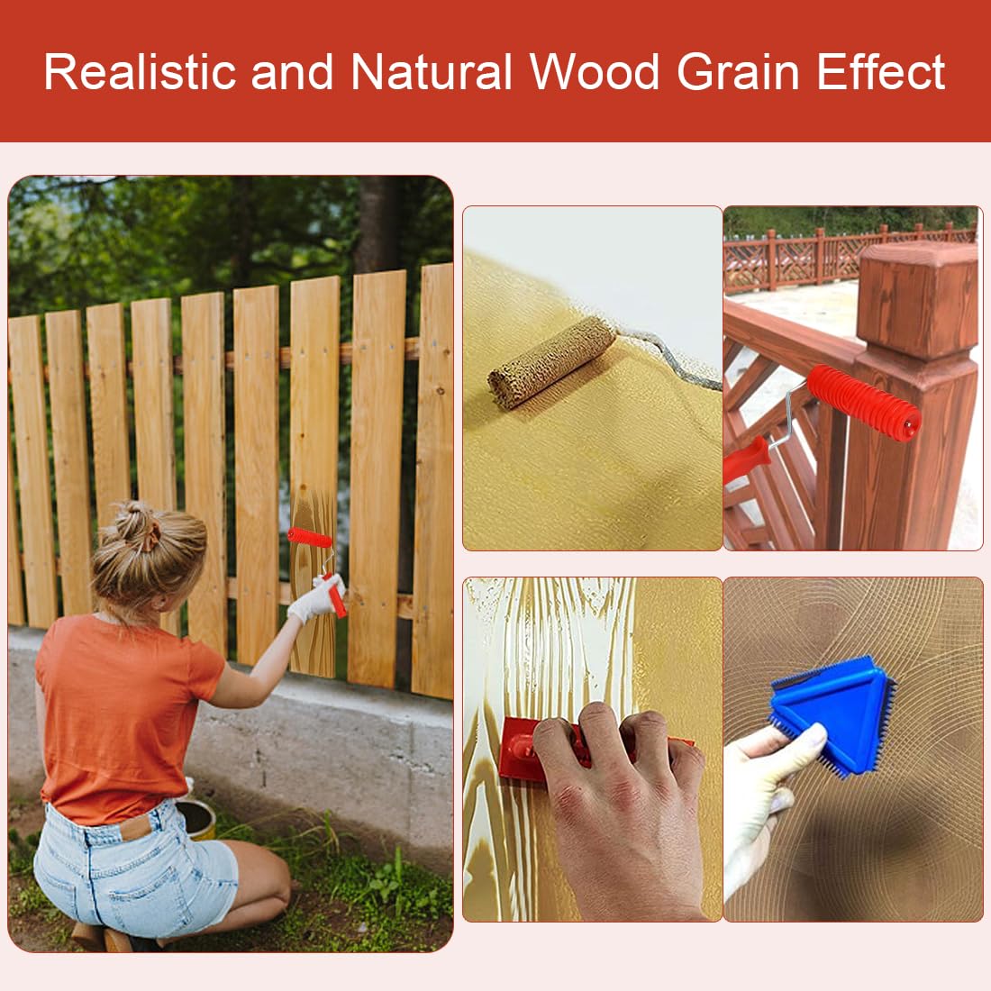 8 Pcs Outil de Grain de Bois en Caoutchoucpeigne en Caoutchouc Décor Faux Bois Grain à Effet Bois Rouleau Peinture Effet Bois Rouleau Imitation Bois Rouleau Effet Bois Peigne Faux Bois