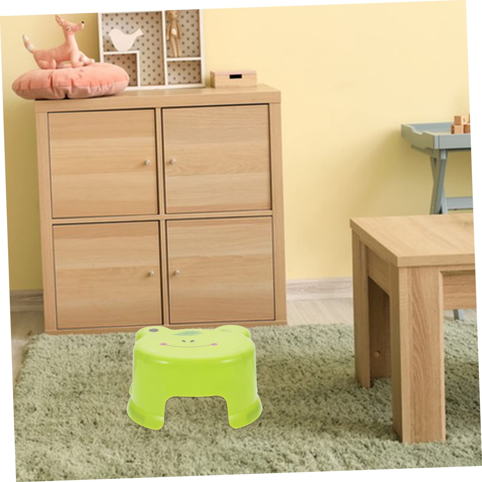 Tabouret Plastique Vert Antidérapant - 26x24cm - Pour Salle De Bain, Cuisine, Enfants